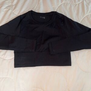 Aerie Black Long Sleeve Workout Top